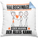 Halbschwager Kissen mit Füllung 40x40 Geschenk für Halbschwager Der Mann Der Alles Kann Geschenkidee zum Geburtstag (Grau) Blau Trendation