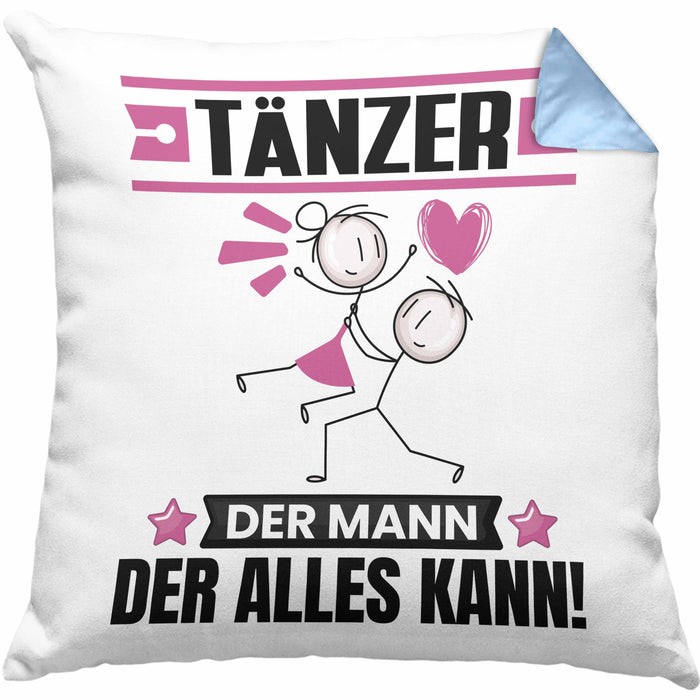 Tänzer Kissen mit Füllung 40x40 Geschenk für Tänzer Der Mann Der Alles Kann Geschenkidee zum Geburtstag (Grau) Blau Trendation