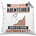 Abenteurer Kissen mit Füllung 40x40 Geschenk für Abenteurer Geburtstag Lustiger Spruch Was Ist Deine Superkraft (Grau) Grau Trendation
