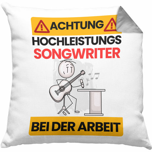 Songwriter Kissen mit Füllung 40x40 Geschenk Lustiger Spruch Geschenkidee für Songwriter Achtung Hochleistungs Songwriter Bei Der Arbeit (Grau) Grau Trendation
