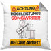 Songwriter Kissen mit Füllung 40x40 Geschenk Lustiger Spruch Geschenkidee für Songwriter Achtung Hochleistungs Songwriter Bei Der Arbeit (Grau) Grau Trendation