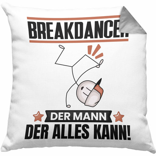 Breakdancer Kissen mit Füllung 40x40 Geschenk für Breakdancer Der Mann Der Alles Kann Geschenkidee zum Geburtstag (Grau) Grau Trendation