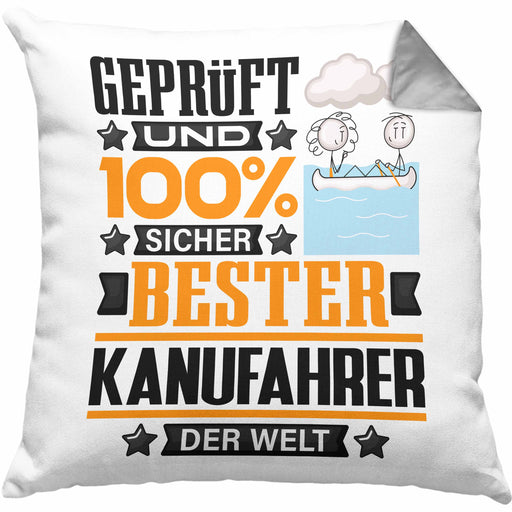 Kanufahrer Geschenk Lustiger Spruch für Kanufahrer Geschenkidee Bester Kanufahrer Der WeltKissen mit Füllung 40x40 (Grau) Grau Trendation