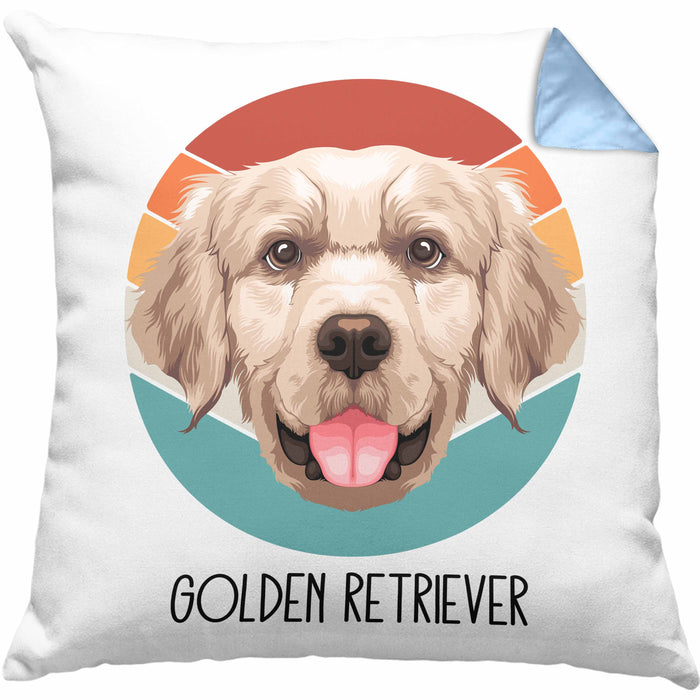 Golden Retriever Besitzer Kissen mit Füllung 40x40 Geschenk Lustiger Spruch Geschenkidee Golden Retriever Mama Papa (Grau) Blau Trendation