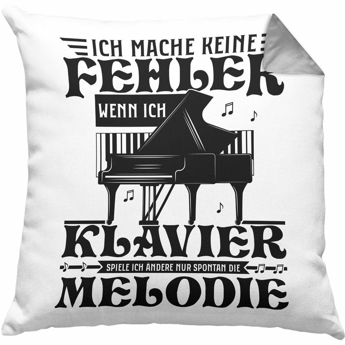 Klavier-Spieler Kissen mit Füllung 40x40 Geschenk Klavier Geschenkidee Flügel Musiker Ich Mache Keine Fehler Wenn Ich Klavier Spiele (Grau) Grau Trendation
