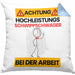Schwippschwager Kissen mit Füllung 40x40 Geschenk Lustiger Spruch Geschenkidee für Schwippschwager Achtung Hochleistungs Schwippschwager Bei Der Arbeit (Grau) Blau Trendation