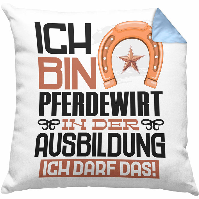 Pferdewirt Ausbildung Kissen mit Füllung 40x40 Geschenk Ich Bin Pferdewirt In Der Ausbildung Ich Darf Das Geschenkidee Spruch (Grau) Blau Trendation