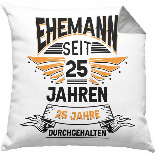 Ehemann Seit 25 Jahre Hochzeitstag Geschenk Lustiger Spruch Bester Ehemann JubiläumKissen mit Füllung 40x40 (Grau) Grau Trendation