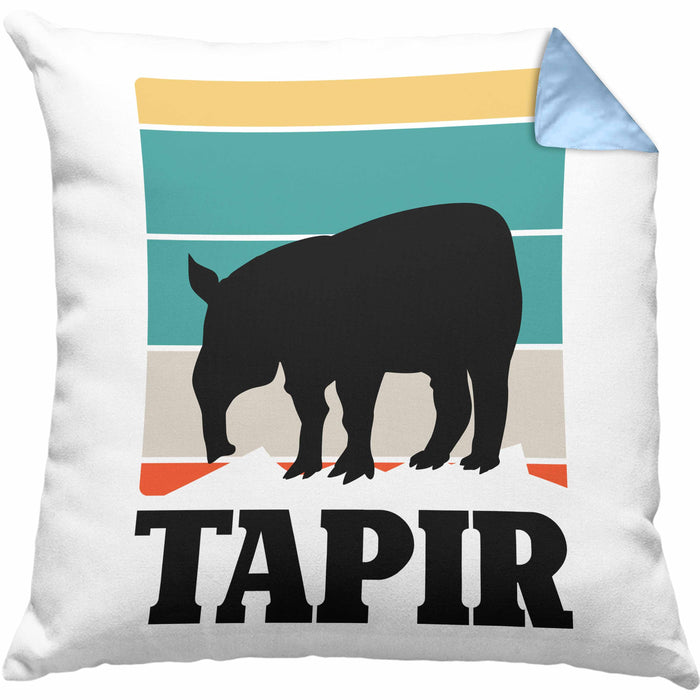 Lustige Tapir Kissen mit Füllung 40x40 Geschenk Tapir Liebhaber Grafik Retro (Grau) Blau Trendation