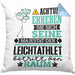 Leichtathlet Geschenk Kissen mit Füllung 40x40 Lustiger Spruch Erheben Sie Sich Der Leichtathlet Betritt den Raum (Grau) Blau Trendation