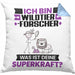 Wildtierforscher Kissen mit Füllung 40x40 Geschenk für Wildtierforscher Geburtstag Lustiger Spruch Was Ist Deine Superkraft (Grau) Blau Trendation