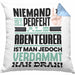 Abenteurer Geschenk Kissen mit Füllung 40x40 Lustige Geschenkidee für Abenteurer Geburtstag Niemand Ist Perfekt Aber Als Abenteurer Ist Man Nah Dran (Grau) Blau Trendation