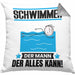 Schwimmer Kissen mit Füllung 40x40 Geschenk für Schwimmer Der Mann Der Alles Kann Geschenkidee zum Geburtstag (Grau) Grau Trendation