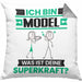 Model Kissen mit Füllung 40x40 Geschenk für Model Geburtstag Lustiger Spruch Was Ist Deine Superkraft (Grau) Grau Trendation