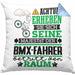 BMX-Fahrer Geschenk Kissen mit Füllung 40x40 Lustiger Spruch Erheben Sie Sich Der BMX-Fahrer Betritt den Raum (Grau) Blau Trendation