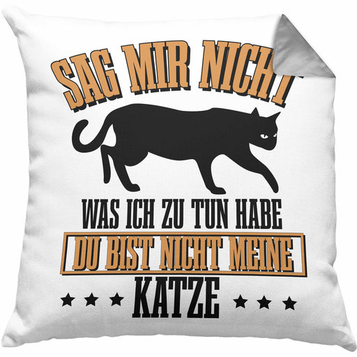 Lustige Kissen mit Füllung 40x40 für Katzenbesitzer Geschenk für Katzen-Mamas (Grau) Grau Trendation