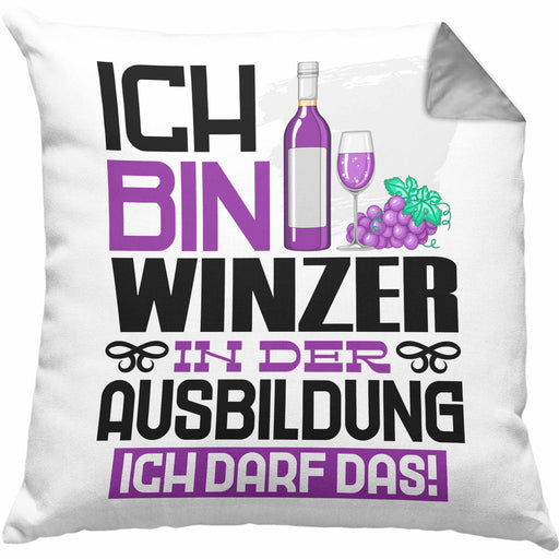 Winzer Ausbildung Kissen mit Füllung 40x40 Geschenk Ich Bin Winzer In Der Ausbildung Ich Darf Das Geschenkidee Spruch (Grau) Grau Trendation