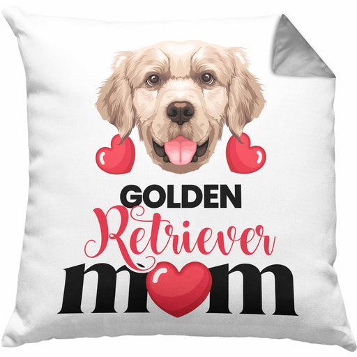 Golden Retriever Besitzer Mom Mama Kissen mit Füllung 40x40 Geschenk Lustiger Spruch Geschenkidee Golden Retriever Besitzerin (Grau) Grau Trendation