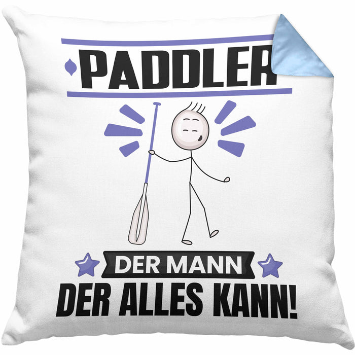 Paddler Kissen mit Füllung 40x40 Geschenk für Paddler Der Mann Der Alles Kann Geschenkidee zum Geburtstag (Grau) Blau Trendation