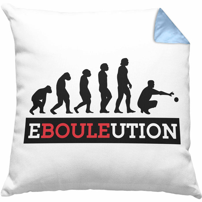 Boule Kissen mit Füllung 40x40 Geschenk Boule-Spieler Geschenkidee Spruch Ebouleution (Grau) Blau Trendation