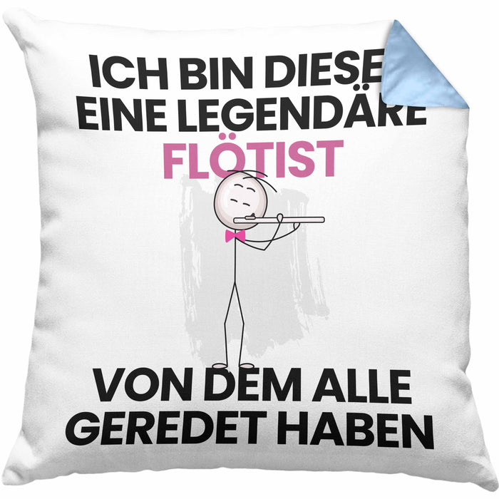 Flötist Geschenk Kissen mit Füllung 40x40 Lustige Geschenkidee Geburtstag für Flötist Ich Bin Dieser Legendäre Flötist Von Dem Alle Geredet Haben (Grau) Blau Trendation