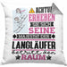 Langläufer Geschenk Kissen mit Füllung 40x40 Lustiger Spruch Erheben Sie Sich Der Langläufer Betritt den Raum (Grau) Grau Trendation