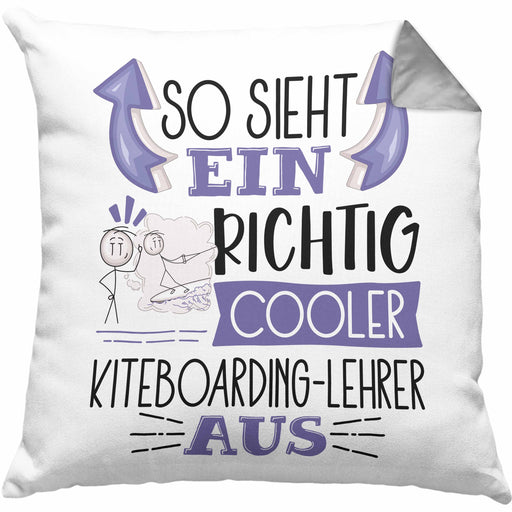 So Sieht Ein Richtig Cooler Kiteboarding-Lehrer Aus Kissen mit Füllung 40x40 Geschenk für Kiteboarding-Lehrer Geburtstag Geschenkdiee (Grau) Grau Trendation