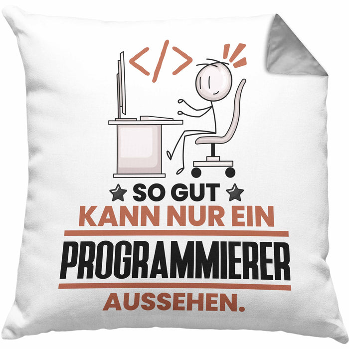 Programmierer Geschenk Kissen mit Füllung 40x40 So Gut Kann Nur Ein Programmierer Aussehen Geschenkidee (Grau) Grau Trendation