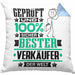 Verkäufer Geschenk Lustiger Spruch für Verkäufer Geschenkidee Bester Verkäufer Der WeltKissen mit Füllung 40x40 (Grau) Blau Trendation