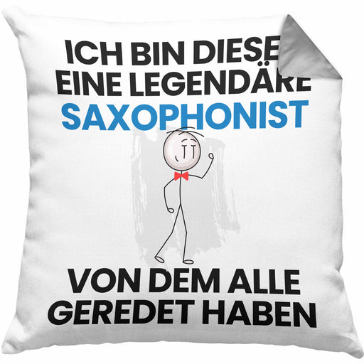 Saxophonist Geschenk Kissen mit Füllung 40x40 Lustige Geschenkidee Geburtstag für Saxophonist Ich Bin Dieser Legendäre Saxophonist Von Dem Alle Geredet Haben (Grau) Grau Trendation