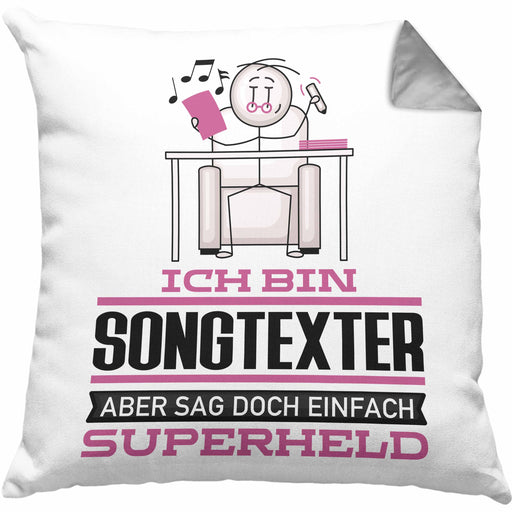 Songtexter Geschenk Kissen mit Füllung 40x40 Ich Bin Songtexter Aber Sag Doch Einfach Superheld Lustige Geschenkdiee für Songtexter (Grau) Grau Trendation