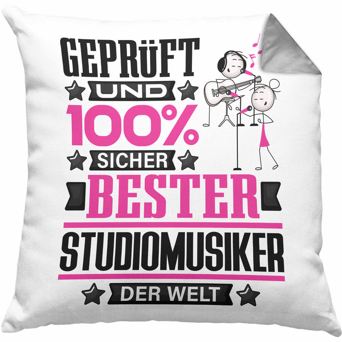 Studiomusiker Geschenk Lustiger Spruch für Studiomusiker Geschenkidee Bester Studiomusiker Der WeltKissen mit Füllung 40x40 (Grau) Grau Trendation