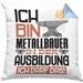 Metallbauer Ausbildung Kissen mit Füllung 40x40 Geschenk Ich Bin Metallbauer In Der Ausbildung Ich Darf Das Geschenkidee Spruch (Grau) Blau Trendation