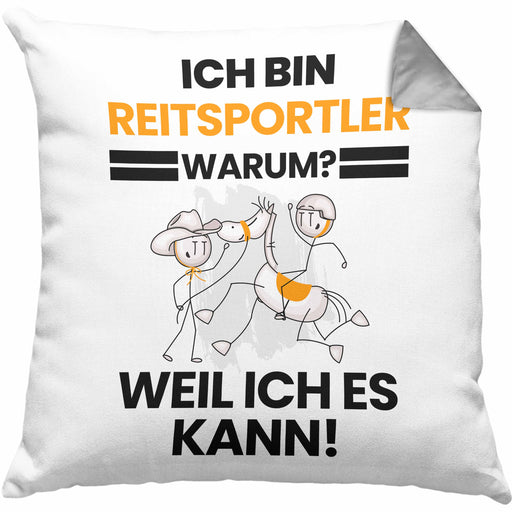 Reitsportler Geschenk Kissen mit Füllung 40x40 Lustiger Spruch Ich Bin Reitsportler Warum Weil Ich Es Kann Geschenkidee Bester Reitsportler Geburtstag (Grau) Grau Trendation