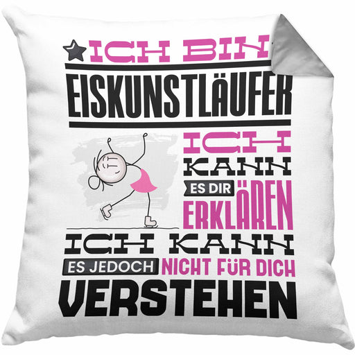 Eiskunstläufer Geschenk Kaffee-Kissen mit Füllung 40x40 Geschenkidee für Eiskunstläufer Ich Bin Eiskunstläufer Ich Kann Es Dir Erklären Jedoch Nicht Für Dich Verstehen Spruch Lustig (Grau) Grau Trendation