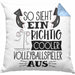 Volleyballspieler Kissen mit Füllung 40x40 Geschenk So Sieht Ein Richtig Cooler Volleyballspieler Aus Geschenkidee Spruch Lustig (Grau) Blau Trendation