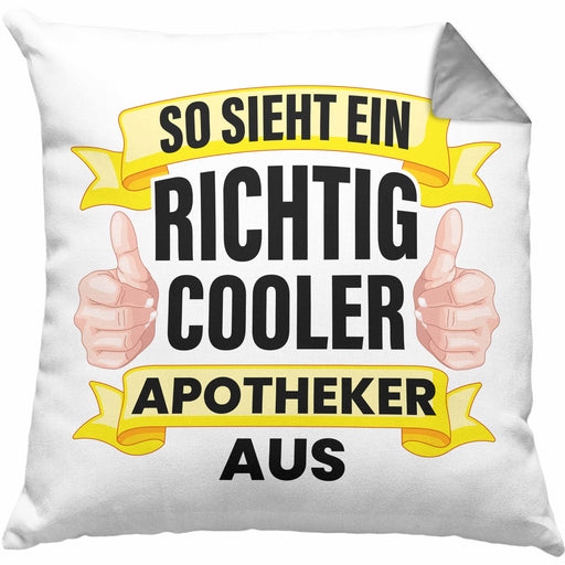Apotheker Kissen mit Füllung 40x40 Geschenk Spruch Pharmazie Lustig (Grau) Grau Trendation