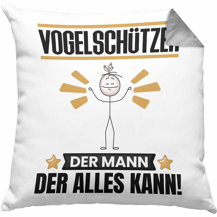 Vogelschützer Kissen mit Füllung 40x40 Geschenk für Vogelschützer Der Mann Der Alles Kann Geschenkidee zum Geburtstag (Grau) Grau Trendation