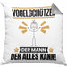 Vogelschützer Kissen mit Füllung 40x40 Geschenk für Vogelschützer Der Mann Der Alles Kann Geschenkidee zum Geburtstag (Grau) Grau Trendation