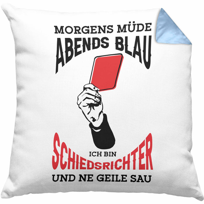 Schiedsrichter Kissen mit Füllung 40x40 Geschenk für Schiedsrichter mit Spruch (Grau) Blau Trendation