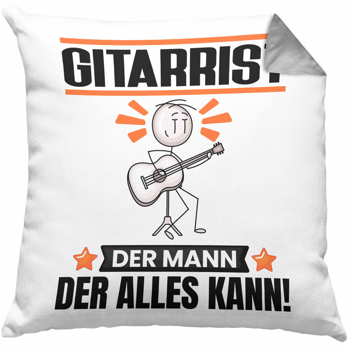 Gitarrist Kissen mit Füllung 40x40 Geschenk für Gitarrist Der Mann Der Alles Kann Geschenkidee zum Geburtstag (Grau) Grau Trendation