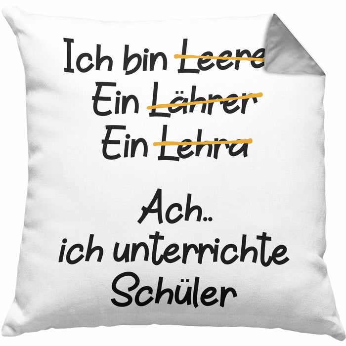Lehrer Kissen mit Füllung 40x40 Geschenk mit Spruch Lehrer Geschenkidee Lustig Sprüche (Grau) Grau Trendation