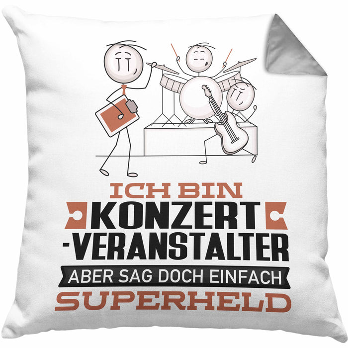 Konzertveranstalter Geschenk Kissen mit Füllung 40x40 Ich Bin Konzertveranstalter Aber Sag Doch Einfach Superheld Lustige Geschenkdiee für Konzertveranstalter (Grau) Grau Trendation