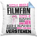Filmfan Geschenk Kaffee-Kissen mit Füllung 40x40 Geschenkidee für Filmfan Ich Bin Filmfan Ich Kann Es Dir Erklären Jedoch Nicht Für Dich Verstehen Spruch Lustig (Grau) Blau Trendation