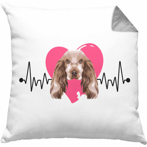 Cocker Spaniel Besitzer Kissen mit Füllung 40x40 Geschenk Lustiger Spruch Geschenkidee Herzschlag Cocker Spaniel (Grau) Grau Trendation