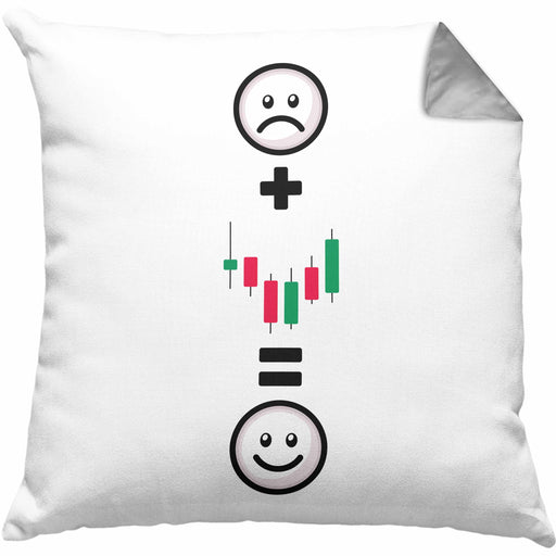 Daytrader Kissen mit Füllung 40x40 Geschenk für Aktien Börse Trading Lustige Geschenkidee :( + Aktien Kurse = :) Geburtstag (Grau) Grau Trendation