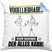 Vogelliebhaber Kissen mit Füllung 40x40 Geschenk für Vogelliebhaber Der Mann Der Alles Kann Geschenkidee zum Geburtstag (Grau) Blau Trendation
