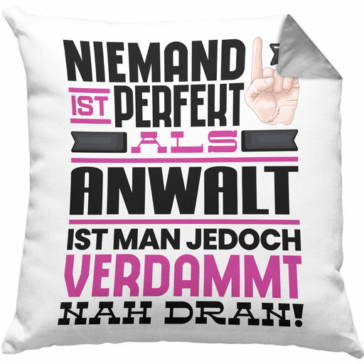 Anwalt Geschenk Kissen mit Füllung 40x40 Lustige Geschenkidee für Anwalt Geburtstag Niemand Ist Perfekt Aber Als Anwalt Ist Man Nah Dran (Grau) Grau Trendation