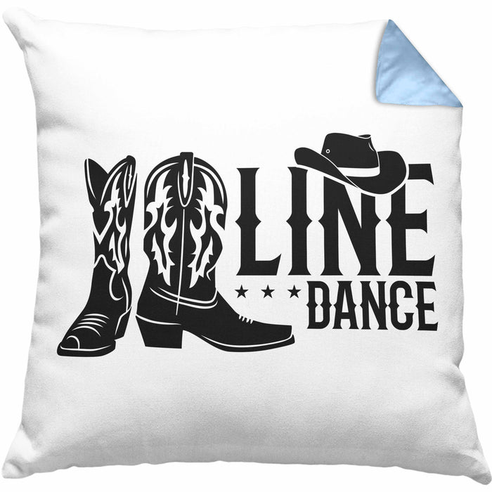 Line Dance Kissen mit Füllung 40x40 Geschenk Spruch Linedance KafffeeKissen mit Füllung 40x40 Spruch (Grau) Blau Trendation