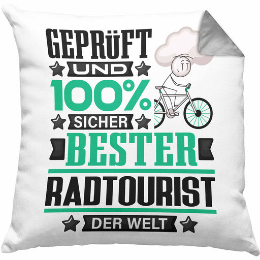 Radtourist Geschenk Lustiger Spruch für Radtourist Geschenkidee Bester Radtourist Der WeltKissen mit Füllung 40x40 (Grau) Grau Trendation